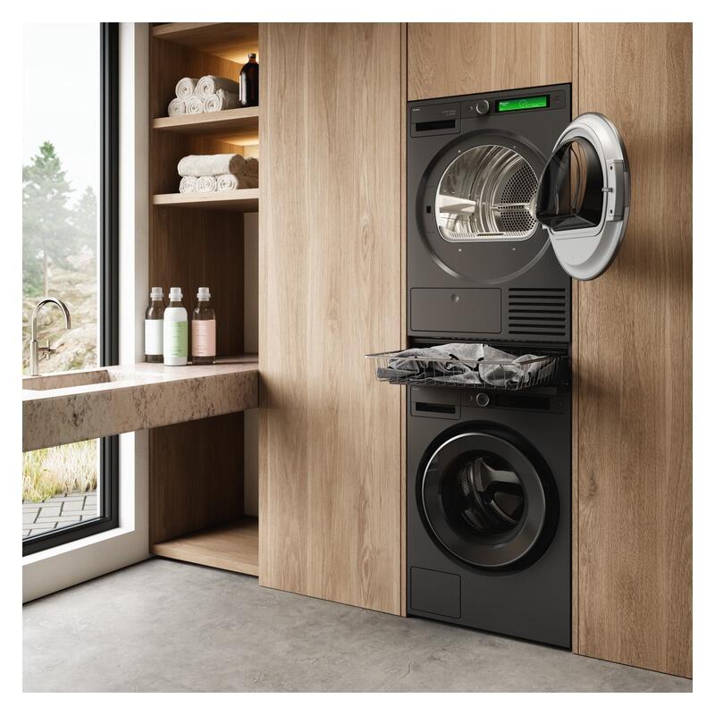 ASKO Laundry Stacking Kit with Slide-Out Basket - Graphite Black