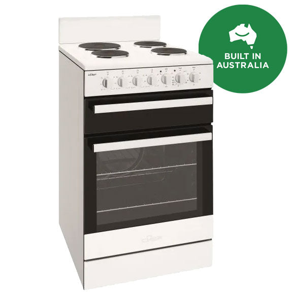 Chef 54cm Freestanding Oven with 4-Zone Hotplate Cooktop - White