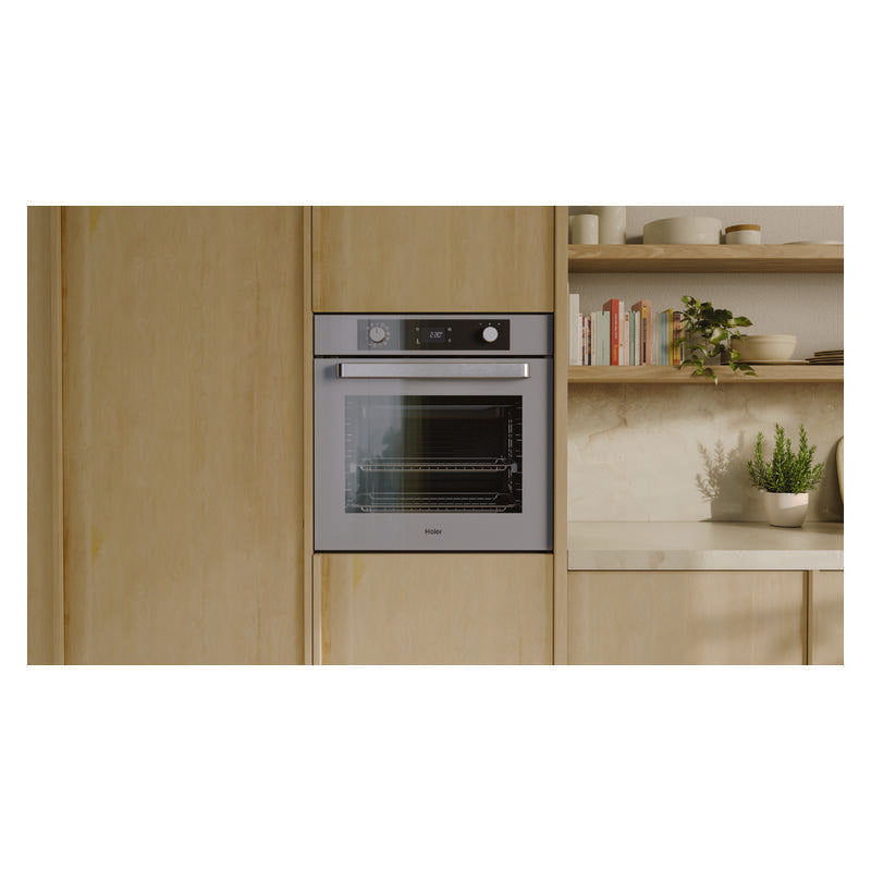 Haier 60cm Pyrolytic Built-In Oven with 12 Functions - Grey (500 Series)
