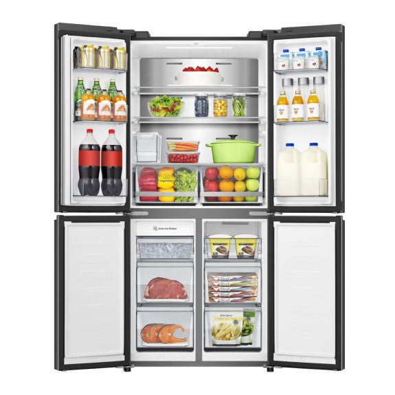 Hisense 483L Quad Door Fridge Freezer with Water Dispenser - Dark Steel (PureFlat Slim)