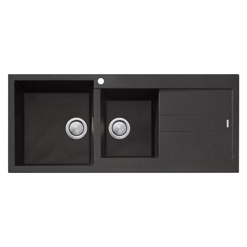 Oliveri 1 & 3/4 Bowl Top Mount Sink with Drainer - Black