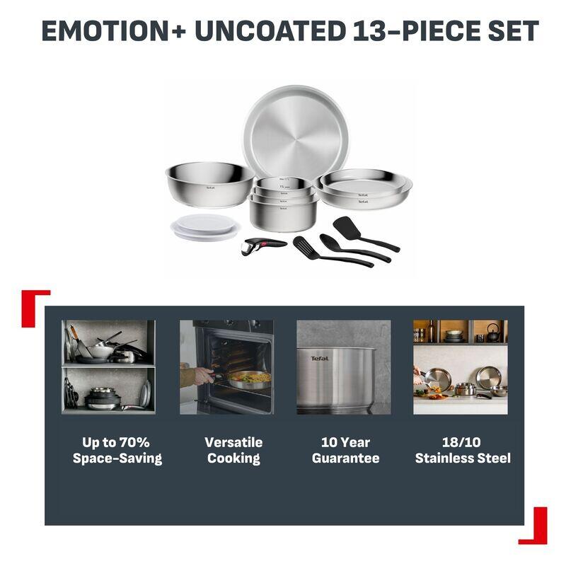Tefal Ingenio Emotion+ 13 Piece Induction Uncoated Stainless Steel Set