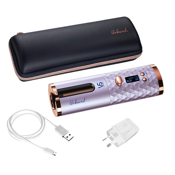 VSSASSOON UNBOUND CORDLESS AUTO CURLER METALLIC PURPLE ROSE GOLD