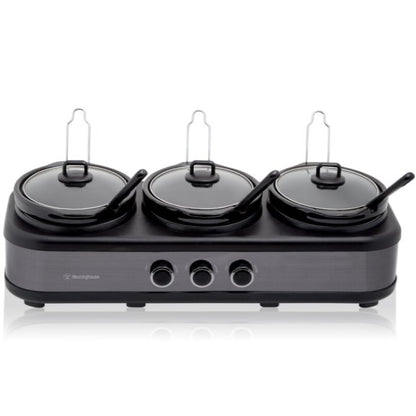 Westinghouse 3x2.5-Litre 3-Pot Slow Cooker - Black Stainless Steel