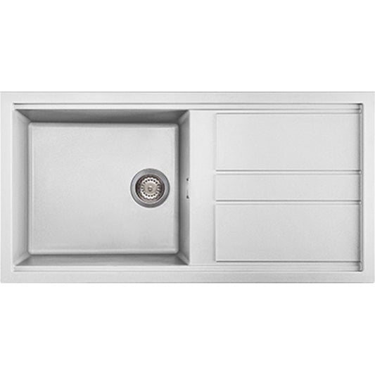 ARTUSI SINGLE BOWL SINK WITH DRAINER WHITE GRANITEK
