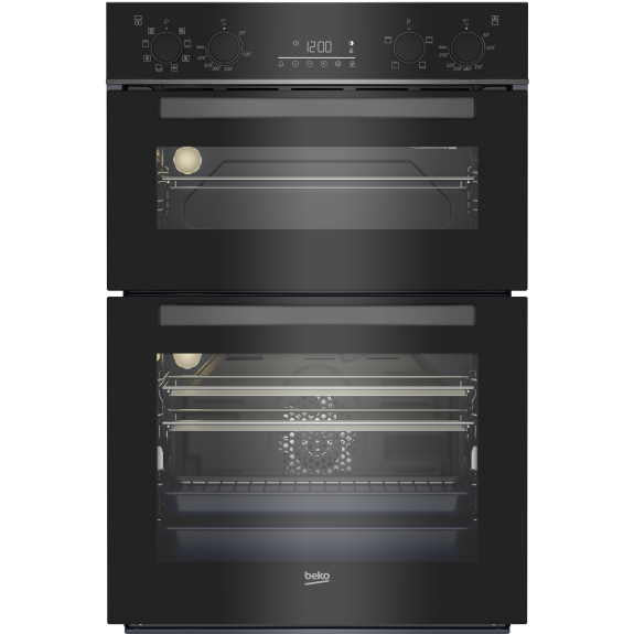 Beko 60cm Built-In Double Oven with 8 + 4 Functions - Black