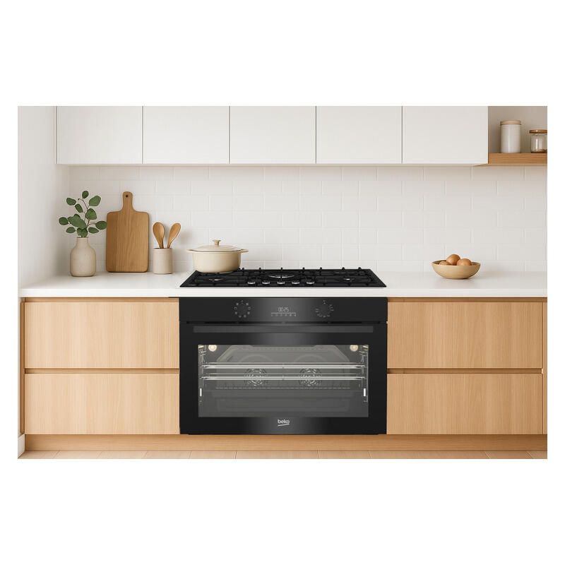 Beko 90cm Built-In Large Oven with 8 Functions - Black
