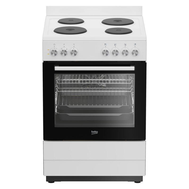 Beko 60cm Freestanding Oven with 4-Zone Hotplate Cooktop - White