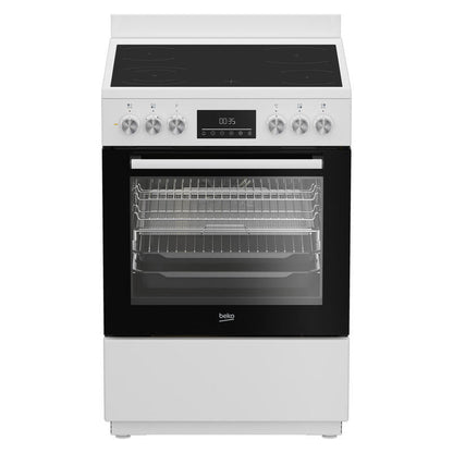 Beko 60cm Freestanding Oven with 4-Zone Ceramic Cooktop - White