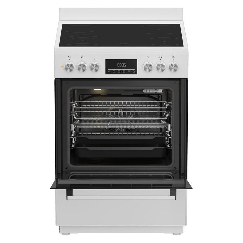 Beko 60cm Freestanding Oven with 4-Zone Ceramic Cooktop - White