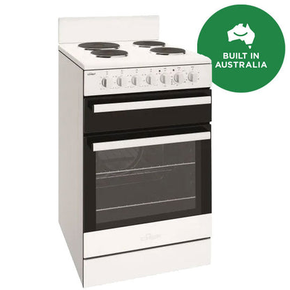 Chef 54cm Freestanding Oven with 4-Zone Hotplate Cooktop - White