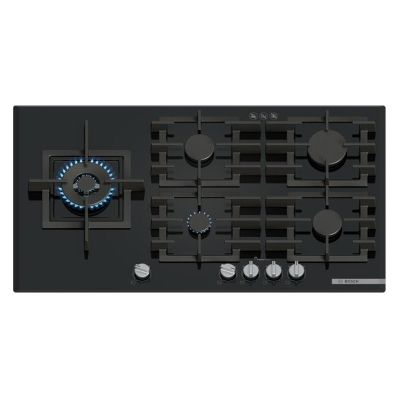 Bosch 90cm 5 Burner Gas Cooktop - Black Glass (Series 6)