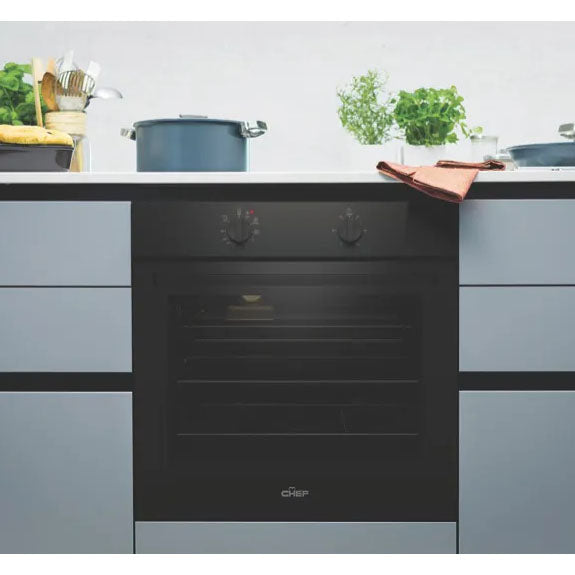 Chef 60cm Built-In Oven with 3 Functions - Dark Stainless Steel