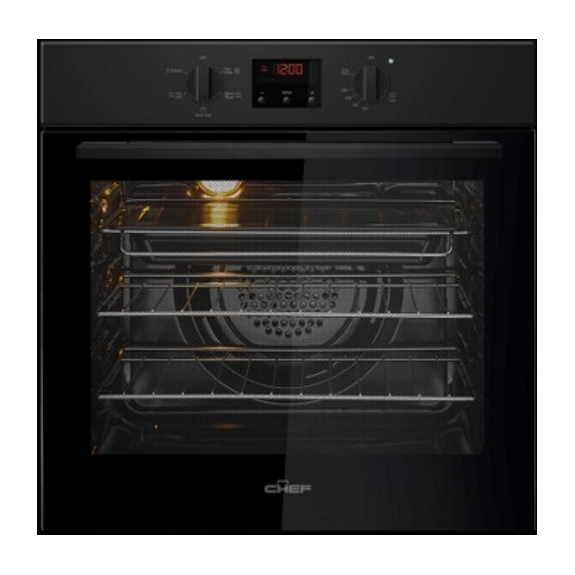 Chef 60cm Built-In Oven with 7 Functions - Black