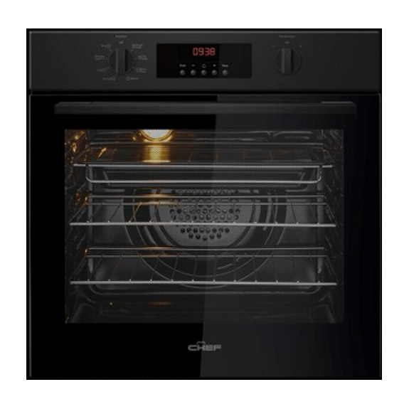 Chef 60cm Pyrolytic Built-In Oven with 7 Functions - Black
