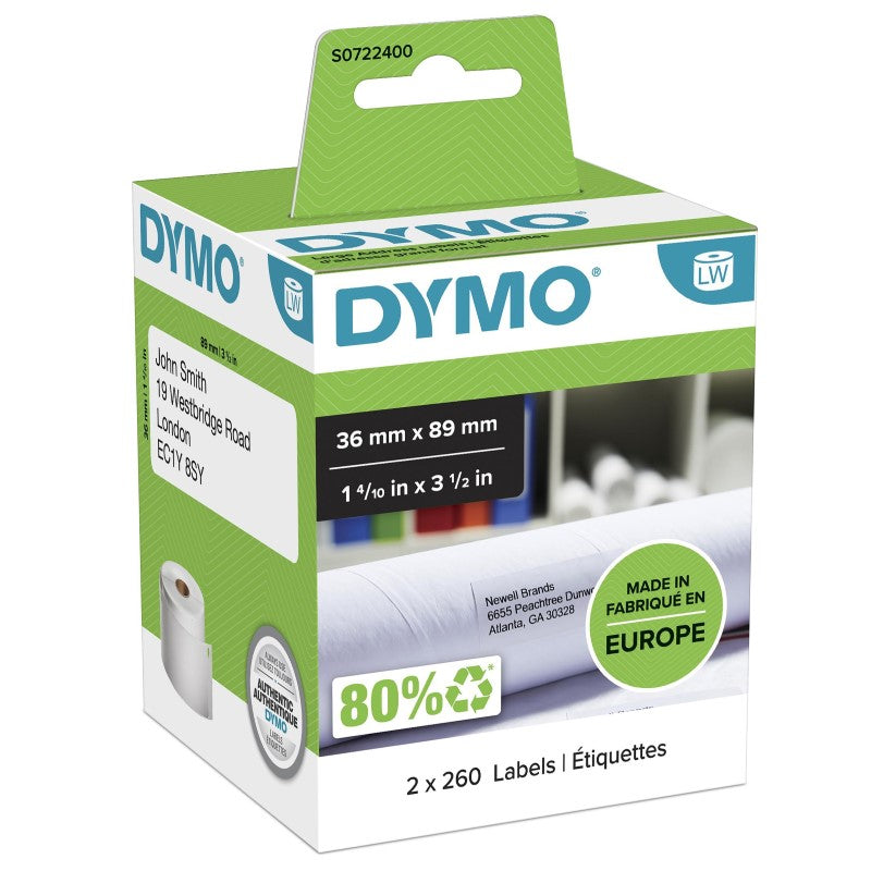 DYMO LABELWRITER LARGE ADDRESS LABELS 36MM X 89MM WHITE