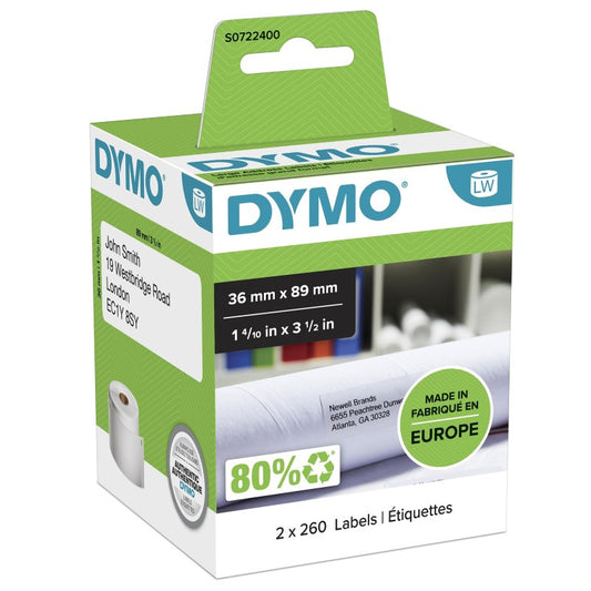 DYMO LABELWRITER LARGE ADDRESS LABELS 36MM X 89MM WHITE