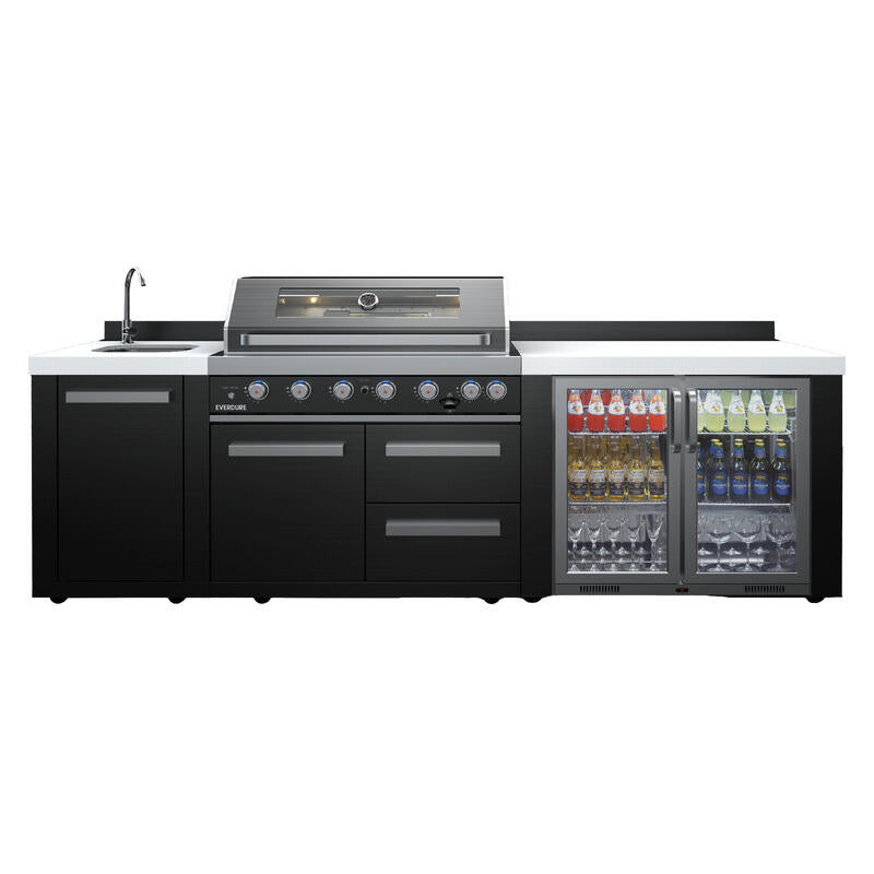 Everdure Oasis Outdoor Kitchen 6 Burner Sink with Tropical Beverage Cooler