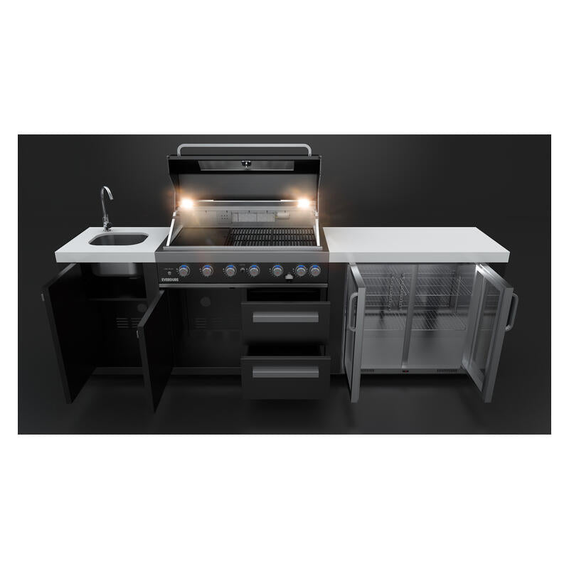 Everdure Oasis Outdoor Kitchen 6 Burner Sink with Tropical Beverage Cooler
