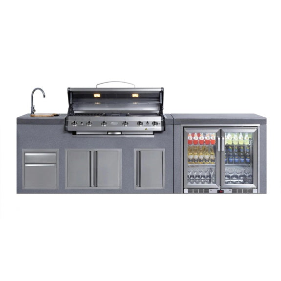 EVERDURE NEO BRIGHTON 6 BURNER BBQ ISLAND MODULE BEV COOLER LPG