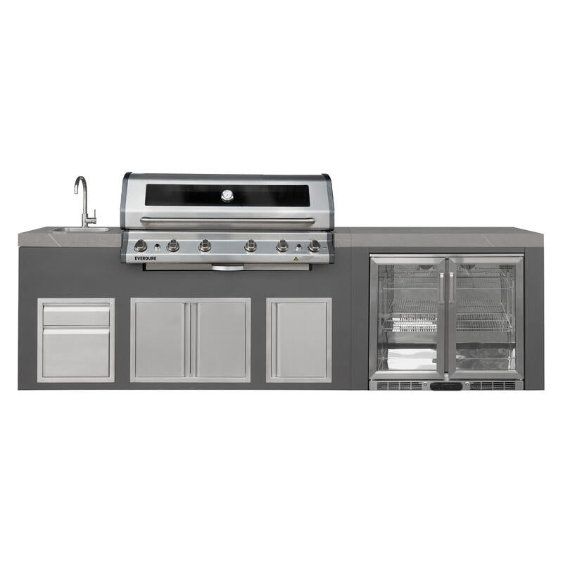 Everdure Bayview Outdoor Kitchen 6 Burn NG Sink with Tropical Rate Beverage Cooler