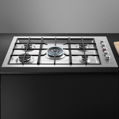 FISHERPAYKEL GAS COOKTOP BRUSHED STAINLESS STEEL 90CM