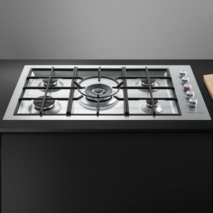 FISHERPAYKEL GAS COOKTOP BRUSHED STAINLESS STEEL 90CM