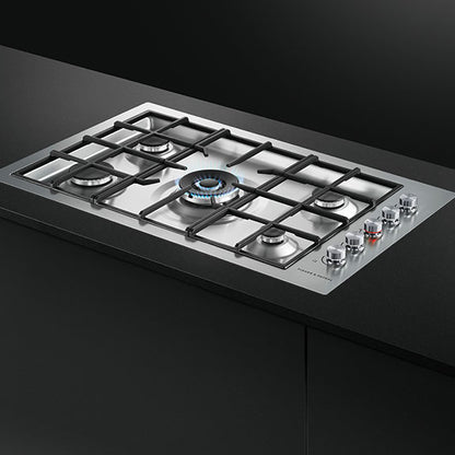 FISHERPAYKEL GAS COOKTOP BRUSHED STAINLESS STEEL 90CM