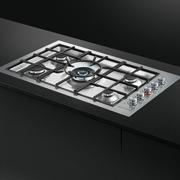 FISHERPAYKEL GAS COOKTOP BRUSHED STAINLESS STEEL 90CM