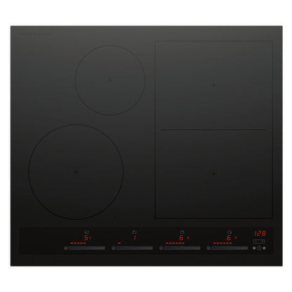 Fisher & Paykel 60cm 4 Zone Induction Cooktop: Smart Zone - Black (Series 7)