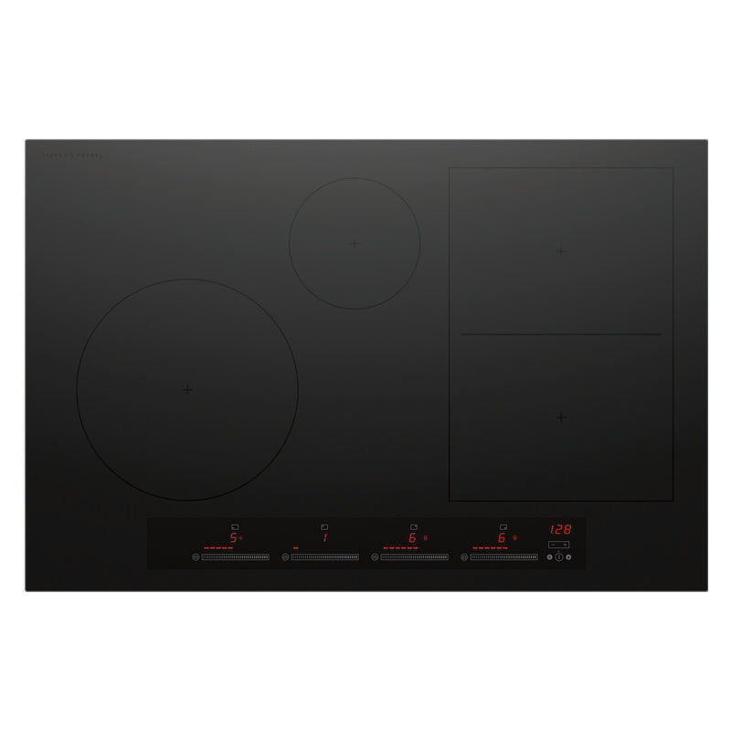 Fisher & Paykel 80cm 4 Zone Induction Cooktop: Smart Zone (Series 7) - Black