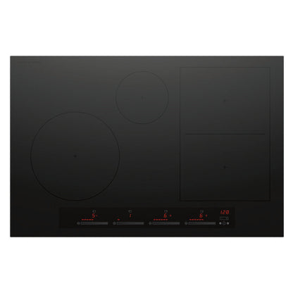 Fisher & Paykel 80cm 4 Zone Induction Cooktop: Smart Zone (Series 7) - Black
