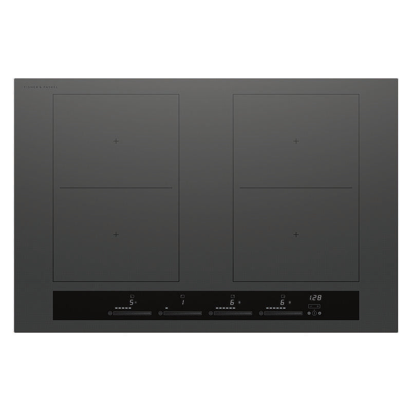 Fisher & Paykel 80cm 4 Zone Induction Cooktop: 2 Smart Zones (Series 7) - Grey