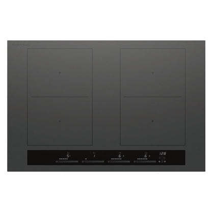 Fisher & Paykel 80cm 4 Zone Induction Cooktop: 2 Smart Zones (Series 7) - Grey