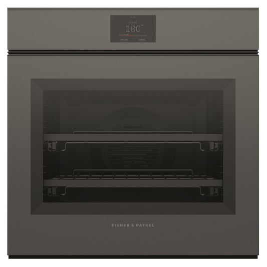 FISHERPAYKEL COMBINATION STEAM OVEN HANDLELESS GREY GLASS 60cm