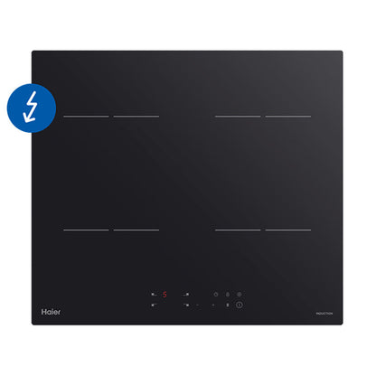 Haier 60cm 4-Zone Induction Cooktop with Low Current - Black Glass (300 Series)