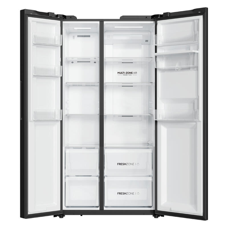 Haier 523L Side-by-Side Fridge Freezer with Water Dispenser - Black (300 Series)
