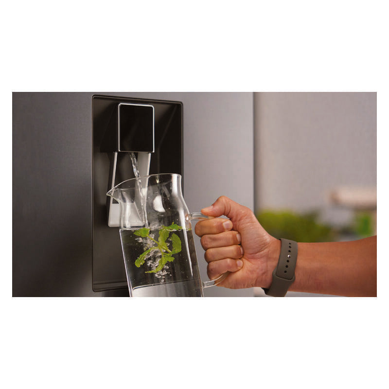 Haier 523L Side-by-Side Fridge Freezer with Water Dispenser - Black (300 Series)