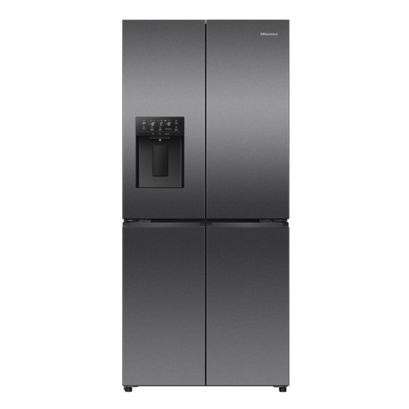 Hisense 483L Quad Door Fridge Freezer with Water Dispenser - Dark Steel (PureFlat Slim)
