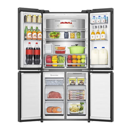 Hisense 483L Quad Door Fridge Freezer with Water Dispenser - Dark Steel (PureFlat Slim)