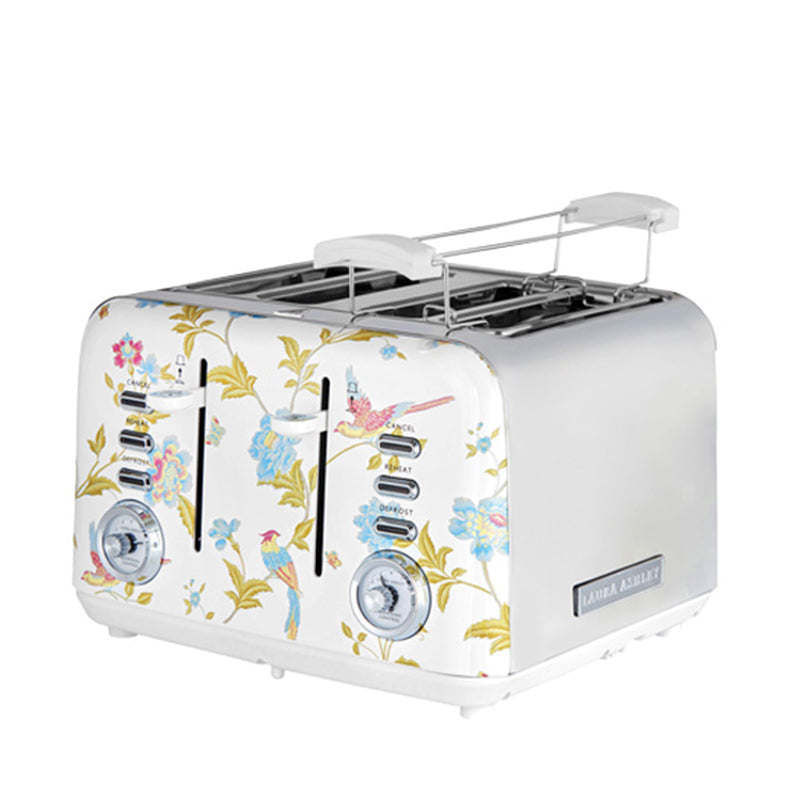 Laura Ashley Elvenden 4 Slice Toaster - White/Silver