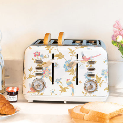 Laura Ashley Elvenden 4 Slice Toaster - White/Silver