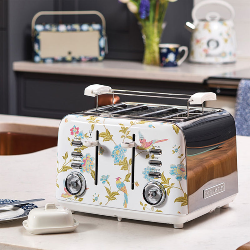 Laura Ashley Elvenden 4 Slice Toaster - White/Silver