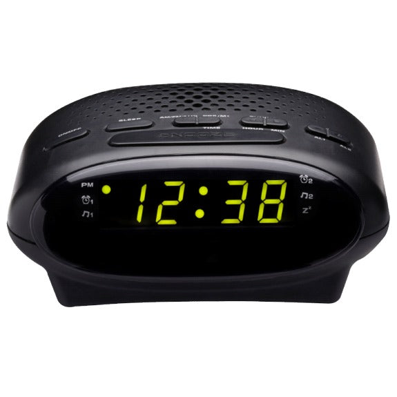 Lenoxx Portable Clock Radio With Green Led  Black