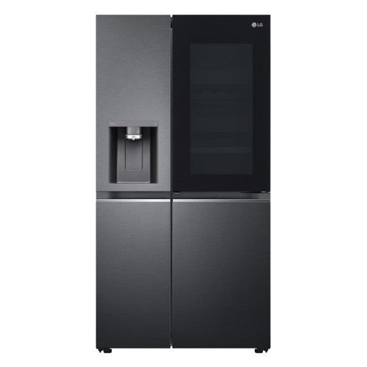 LG 635L Side-by-Side Fridge Freezer with InstaView - Matte Black