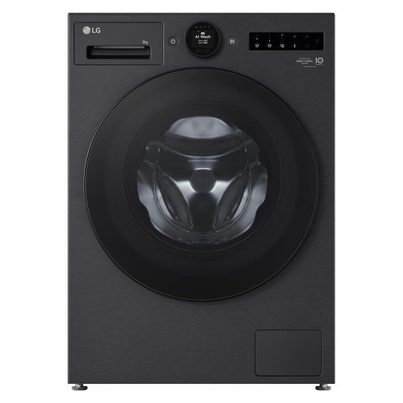 LG 9kg AI Front Load Washing Machine - Matte Black (Series 9)