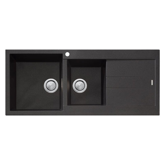 Oliveri 1 & 3/4 Bowl Top Mount Sink with Drainer - Black