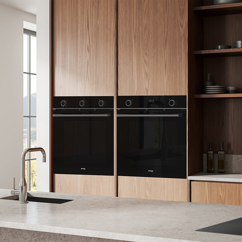 Omega 60cm Built-In Oven with 8 Functions - Black