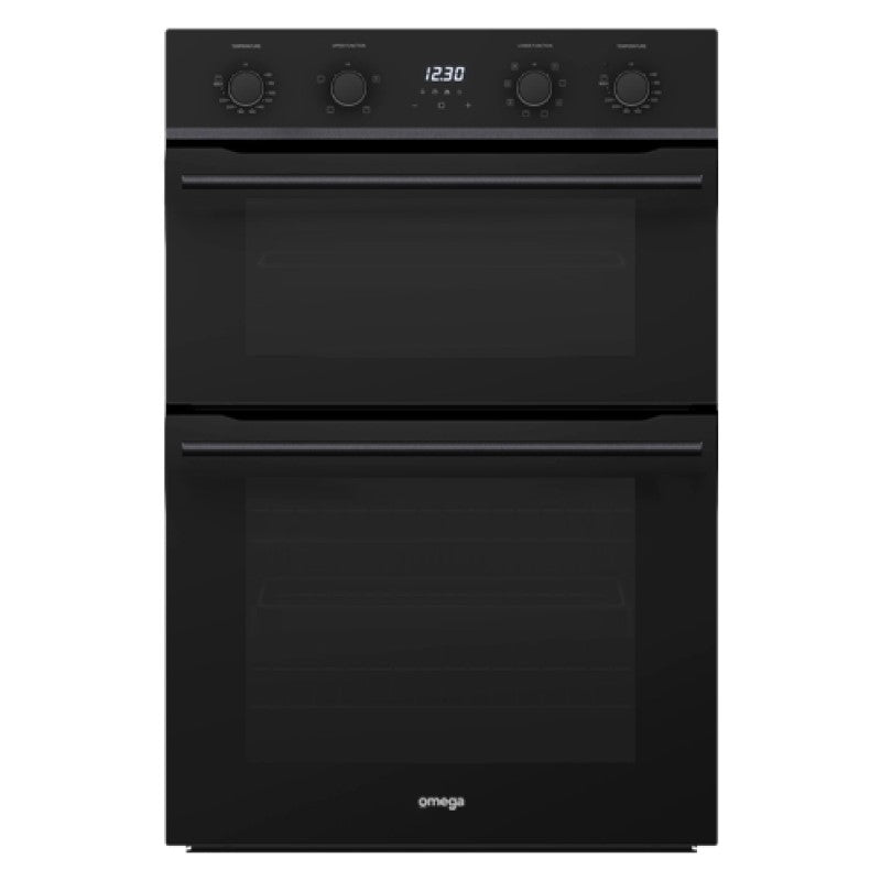 Omega 60cm Built-In Double Oven with 12 Functions - Black