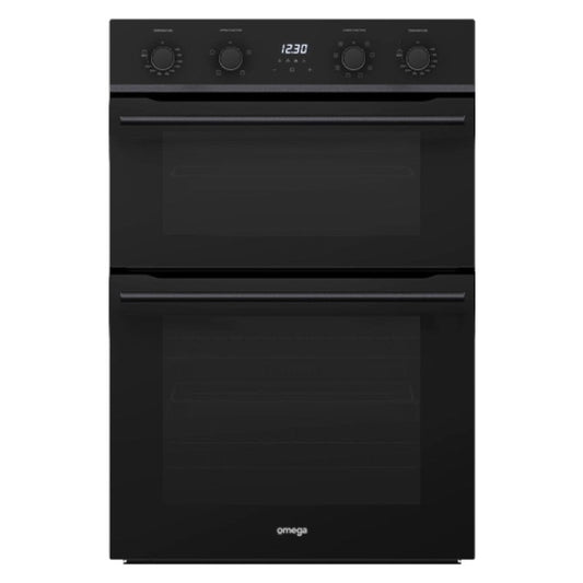 Omega 60cm Built-In Double Oven with 12 Functions - Black
